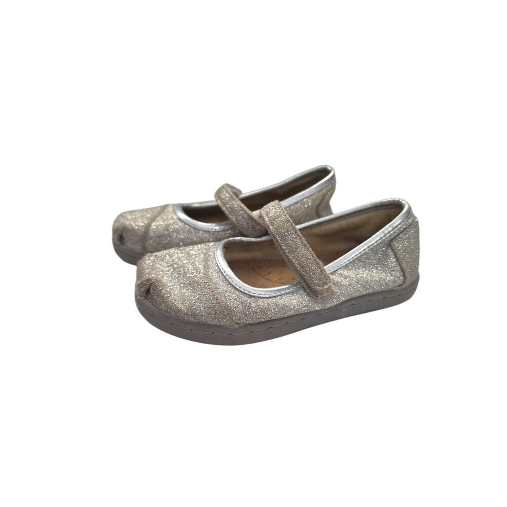 Toms TinyToms Kids Glitter Mary Jane Shoes in Silver Size Toddler 9